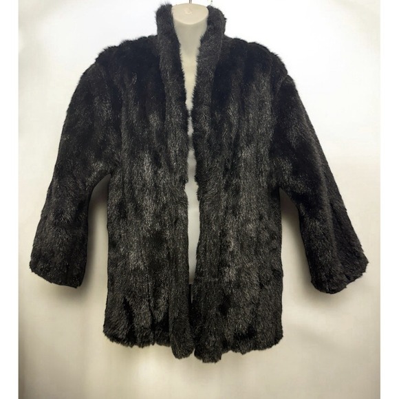 Hanna Of California Jackets & Blazers - Vtg Hanna Of California Black Faux Fur Jacket Coat Womens Streetwear Sz Large?